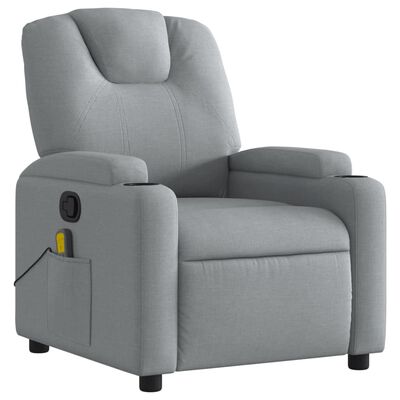 vidaXL Massage Recliner Chair Light Gray Fabric