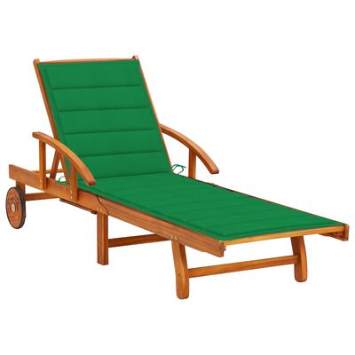 vidaXL Patio Sun Lounger with Cushion Solid Acacia Wood