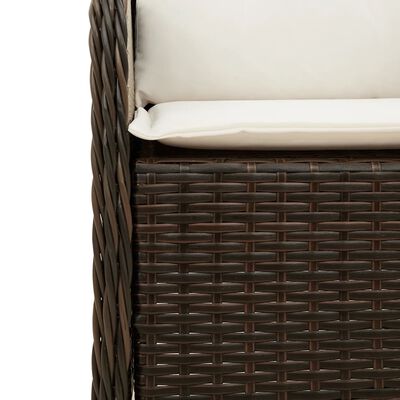 vidaXL 7 Piece Patio Dining Set with Cushions Brown Poly Rattan