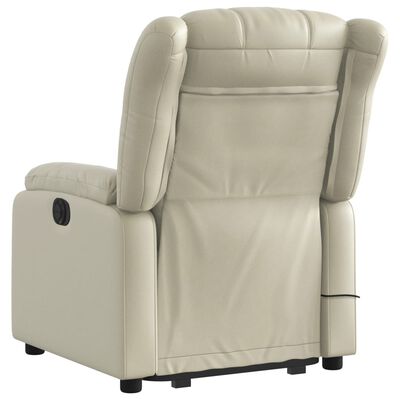 vidaXL Stand up Massage Recliner Chair Cream Faux Leather