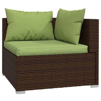 vidaXL 5 Piece Patio Lounge Set with Cushions Poly Rattan Brown