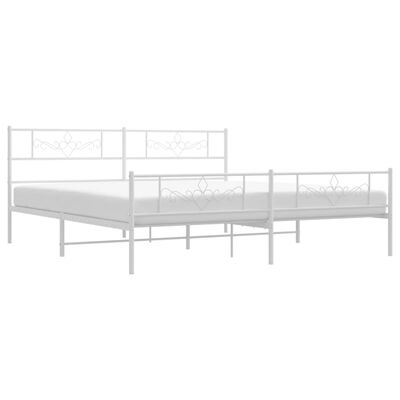 vidaXL Metal Bed Frame without Mattress with Footboard White 76"x79.9"