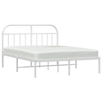 vidaXL Metal Bed Frame without Mattress with Headboard White 72"x83.9"