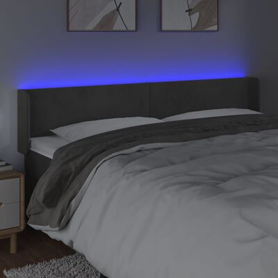 vidaXL LED Headboard Dark Gray 64.2"x6.3"x30.7"/34.6" Velvet