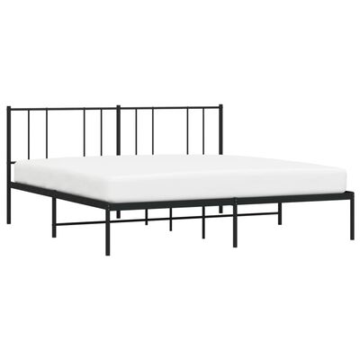 vidaXL Metal Bed Frame without Mattress with Headboard Black 72"x83.9"