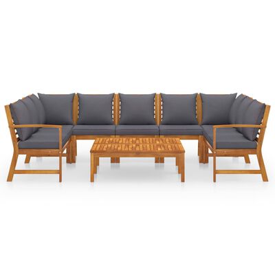 vidaXL 9 Piece Patio Lounge Set with Cushion Solid Acacia Wood