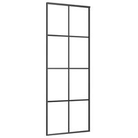 vidaXL Sliding Door Aluminum and ESG Glass 29.9"x80.7" Black