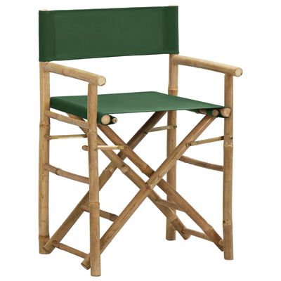 vidaXL Folding Director's Chairs 2 pcs Green Bamboo and Fabric