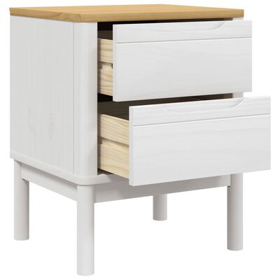 vidaXL Bedside Cabinet FLORO White 17.7"x15.4"x22.4" Solid Wood Pine