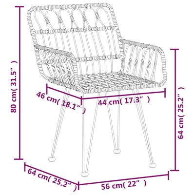 vidaXL 5 Piece Patio Dining Set Black Poly Rattan