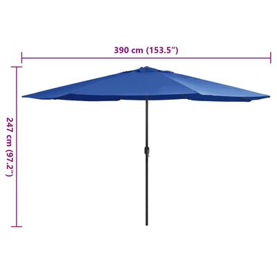 vidaXL Garden Parasol with Metal Pole 153.5" Azure Blue