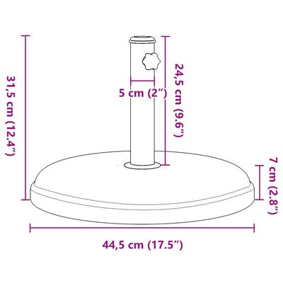 vidaXL Parasol Base for Ø1.3"/1.4"/1.5" Poles 33.1 lb Round