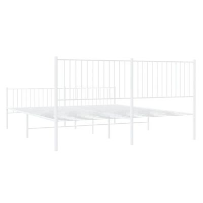 vidaXL Metal Bed Frame without Mattress with Footboard White 76"x79.9"