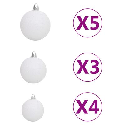 vidaXL Artificial Pre-lit Christmas Tree with Ball Set White 59.1" PVC