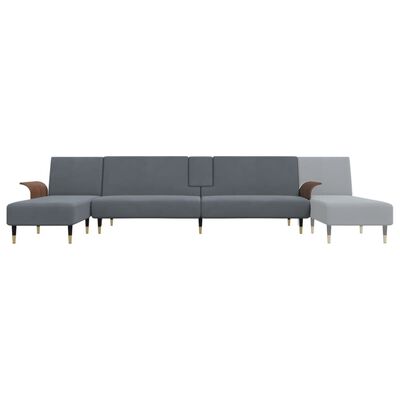 vidaXL L-shaped Sofa Bed Dark Gray 109.8"x55.1"x27.6" Velvet