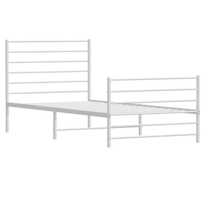 vidaXL Metal Bed Frame without Mattress with Footboard White 39.4"x74.8"