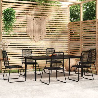 vidaXL 7 Piece Patio Dining Set Black