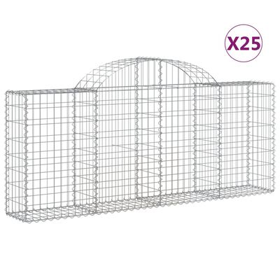 vidaXL Arched Gabion Baskets 25 pcs 78.7"x11.8"x31.5"/39.4" Galvanized Iron