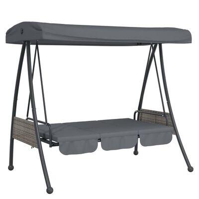 vidaXL Patio Swing Bench with Adjustable Canopy Dark Gray Steel