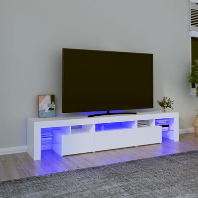 vidaXL TV Stand with LED Lights White 78.7"x14.4"x15.7"