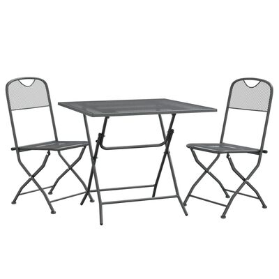 vidaXL 3 Piece Patio Dining Set Expanded Metal Mesh Anthracite