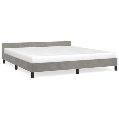 vidaXL Bed Frame with Headboard Light Gray 76"x79.9" King Velvet