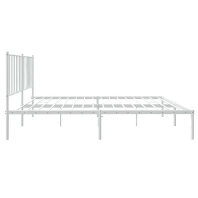 vidaXL Metal Bed Frame with Headboard White 53.9"x74.8" Full