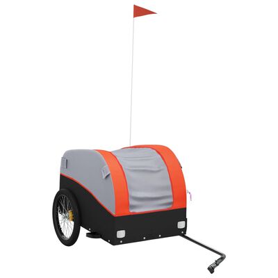 vidaXL Bike Trailer Black and Orange 99.2 lb Iron