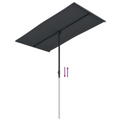 vidaXL Garden Parasol with Aluminum Pole 70.9"x43.3" Black