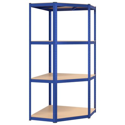 vidaXL 4-Layer Shelves 2 pcs Blue Steel&Engineered Wood