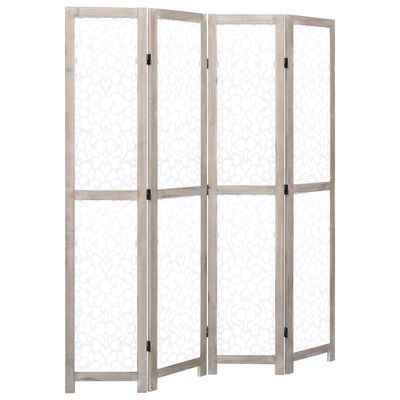 vidaXL 4-Panel Room Divider White 55.1"x65" Solid Wood