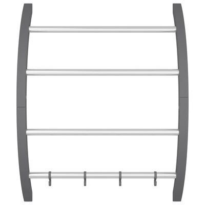 vidaXL Towel Rack with Hooks Silver 22"x6.3"x28.3" Aluminum