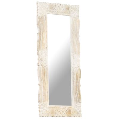 vidaXL Mirror White 43.3"x19.7" Solid Mango Wood