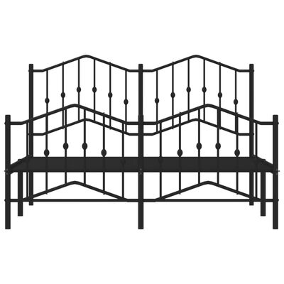 vidaXL Metal Bed Frame with Headboard and Footboard Black 53.1"x74.8"