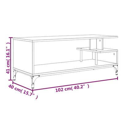 vidaXL TV Stand Black 40.2"x15.7"x16.1" Engineered Wood and Powder-coated Steel