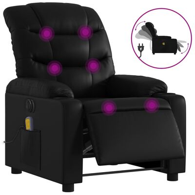 vidaXL Electric Massage Recliner Chair Black Faux Leather