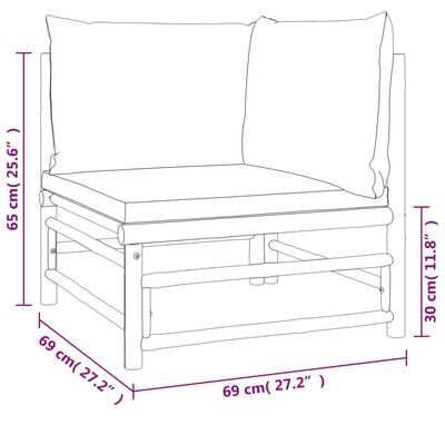 vidaXL 6 Piece Patio Lounge Set with Green Cushions Bamboo