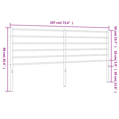 vidaXL Metal Headboard Black 70.9"