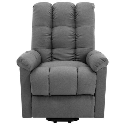 vidaXL Power Lift Massage Recliner Light Gray Fabric