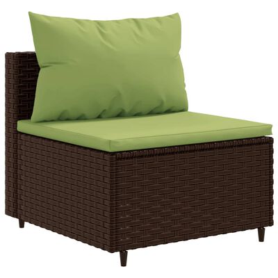 vidaXL 6 Piece Patio Lounge Set with Cushions Brown Poly Rattan