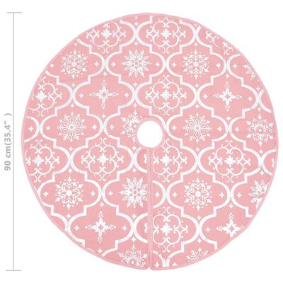 vidaXL Luxury Christmas Tree Skirt with Sock Pink 3 ft Fabric