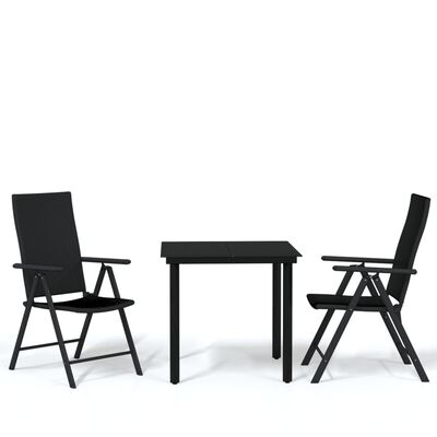 vidaXL 3 Piece Patio Dining Set Black