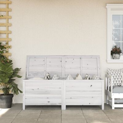 vidaXL Patio Storage Box White 59.1"x19.7"x22.2" Solid Wood Fir