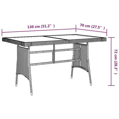 vidaXL Patio Table Gray 51.2"x27.6"x28.3" Poly Rattan & Solid Acacia Wood