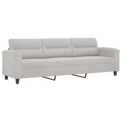 vidaXL 3-Seater Sofa with Footstool Light Gray 82.7" Microfiber Fabric