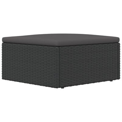 vidaXL Patio Footstool with Cushion Black Poly Rattan