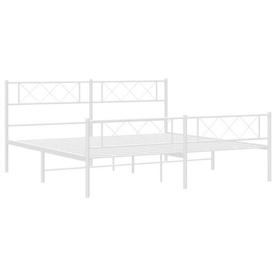 vidaXL Metal Bed Frame without Mattress with Footboard White 76"x79.9"