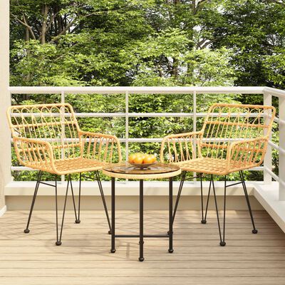 vidaXL 3 Piece Patio Dining Set Poly Rattan