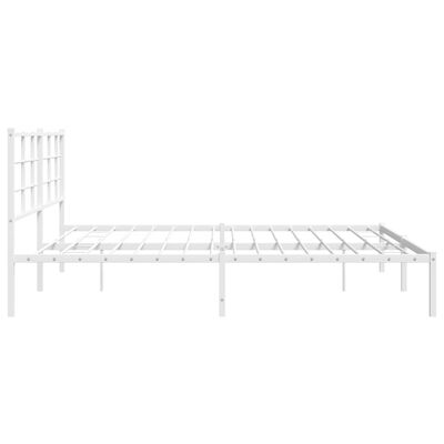 vidaXL Metal Bed Frame without Mattress with Headboard White 76"x79.9"