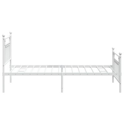 vidaXL Metal Bed Frame with Headboard and Footboard White 39.4"x78.7"